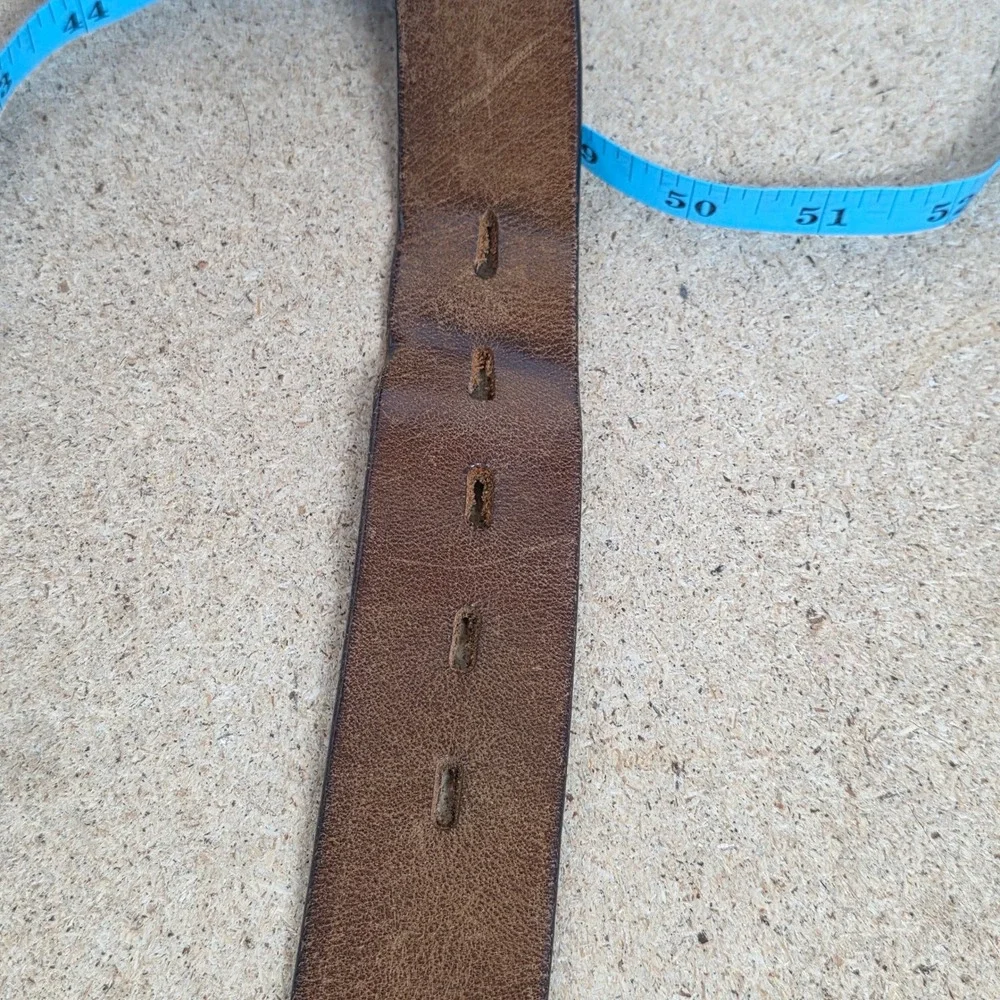 Mens Distressed Leather Belt Silver‎ Buckle Casual Dress Workwear western casual